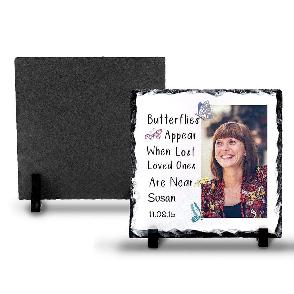 Butterflies Appear Personalised Memorial Photo Slate